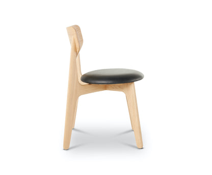 Slab Dining Chair – Natural Brushed Oak &amp; Black Leather