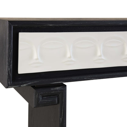 Schwarze Designer-Konsole aus ebonisierter Esche und weißem Porzellan