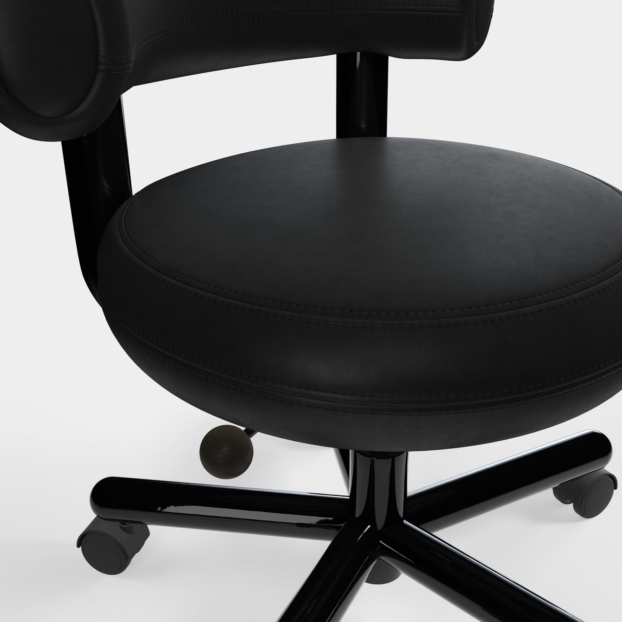 Fat Work Chair Black Leather – Gepolsterter Design Bürostuhl mit Rollen