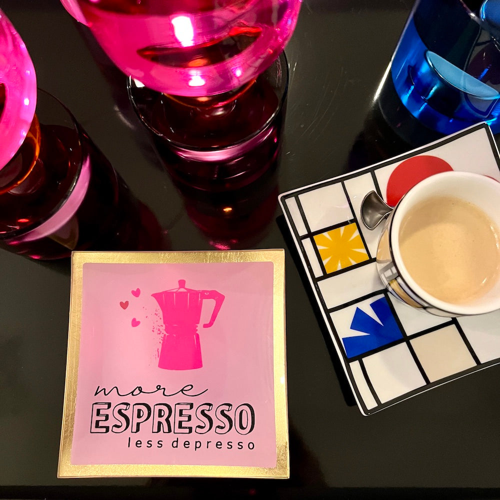 Glasteller MORE ESPRESSO in rosa, gold der Marke GiftCompany