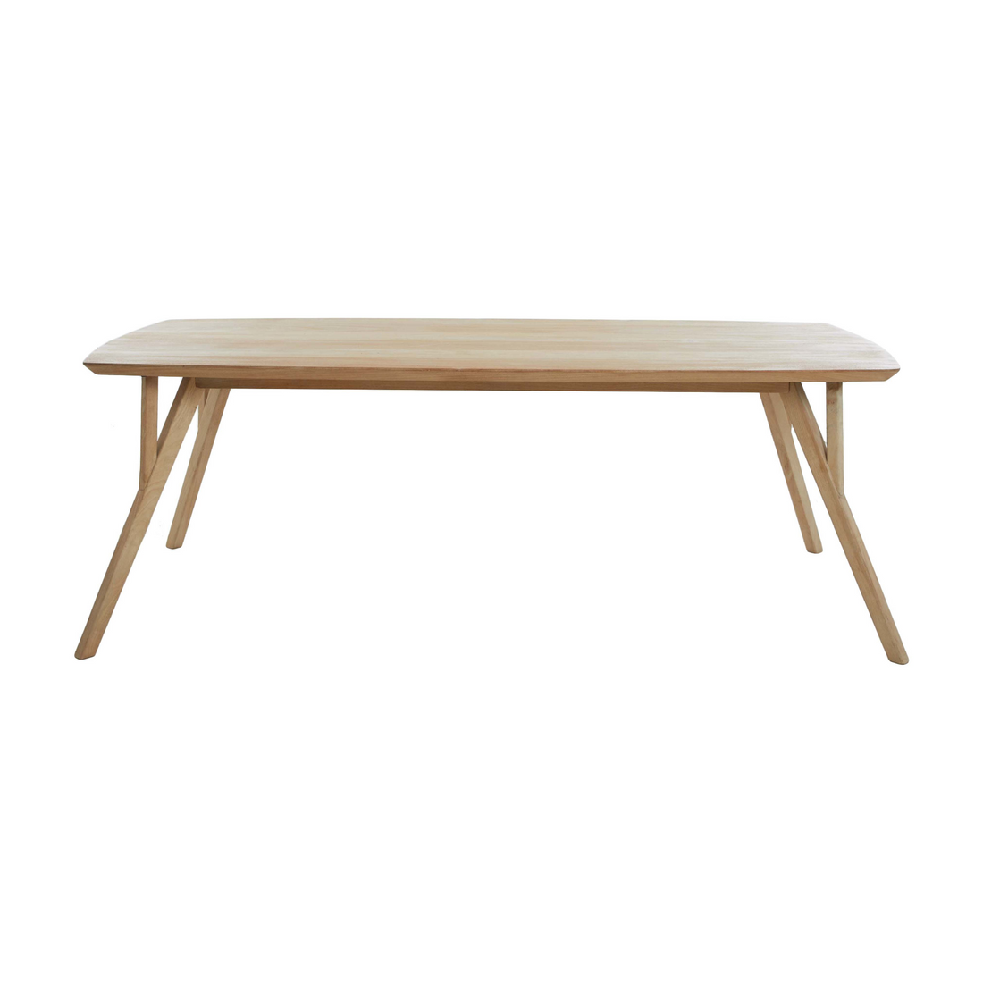 Esstisch aus Mangoholz in Natur mit schrägen Beinen und klarer Form