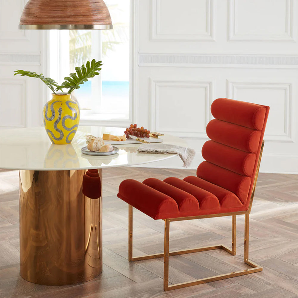 Esszimmerstuhl CHANELLED GOLDFINGER orange von Jonathan Adler