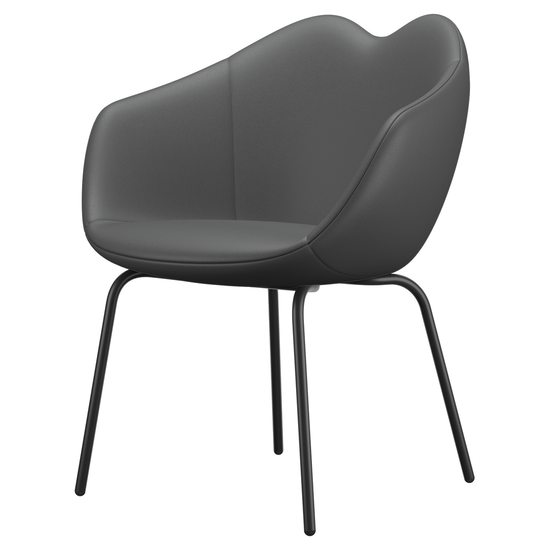 Dining chair XOXO leather four legs dark grey