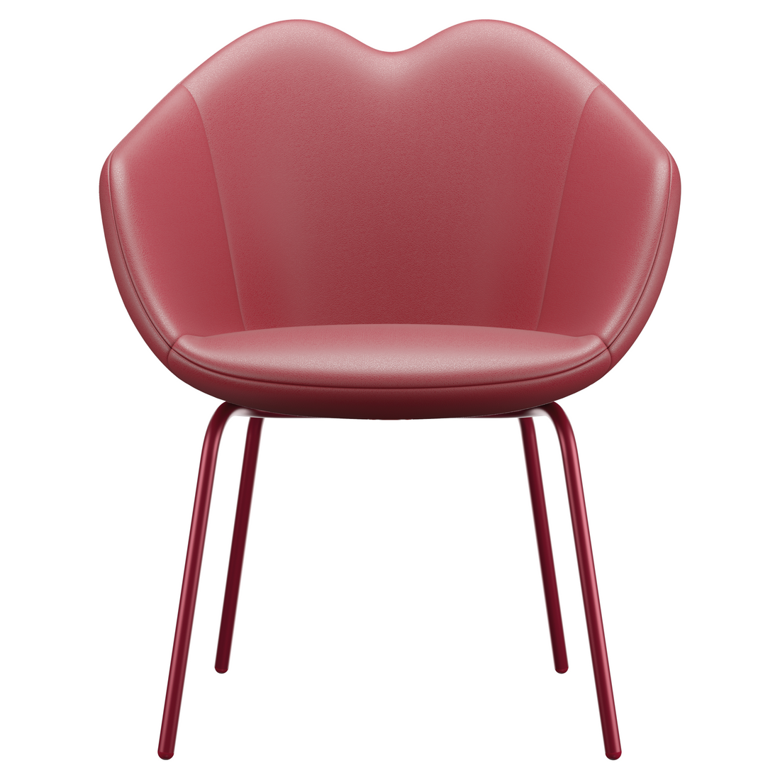 Roter XOXO Esszimmerstuhl mit Lederbezug und markanter Rückenlehne in Lippenform