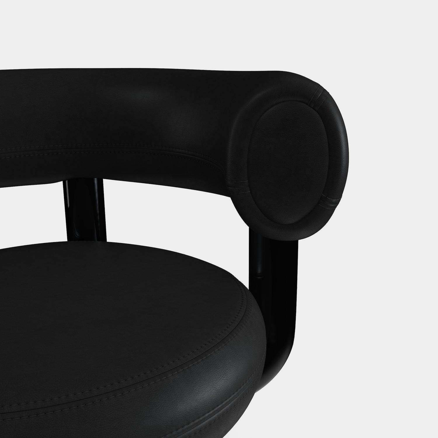 Fat Work Chair Black Leather – Gepolsterter Design Bürostuhl mit Rollen