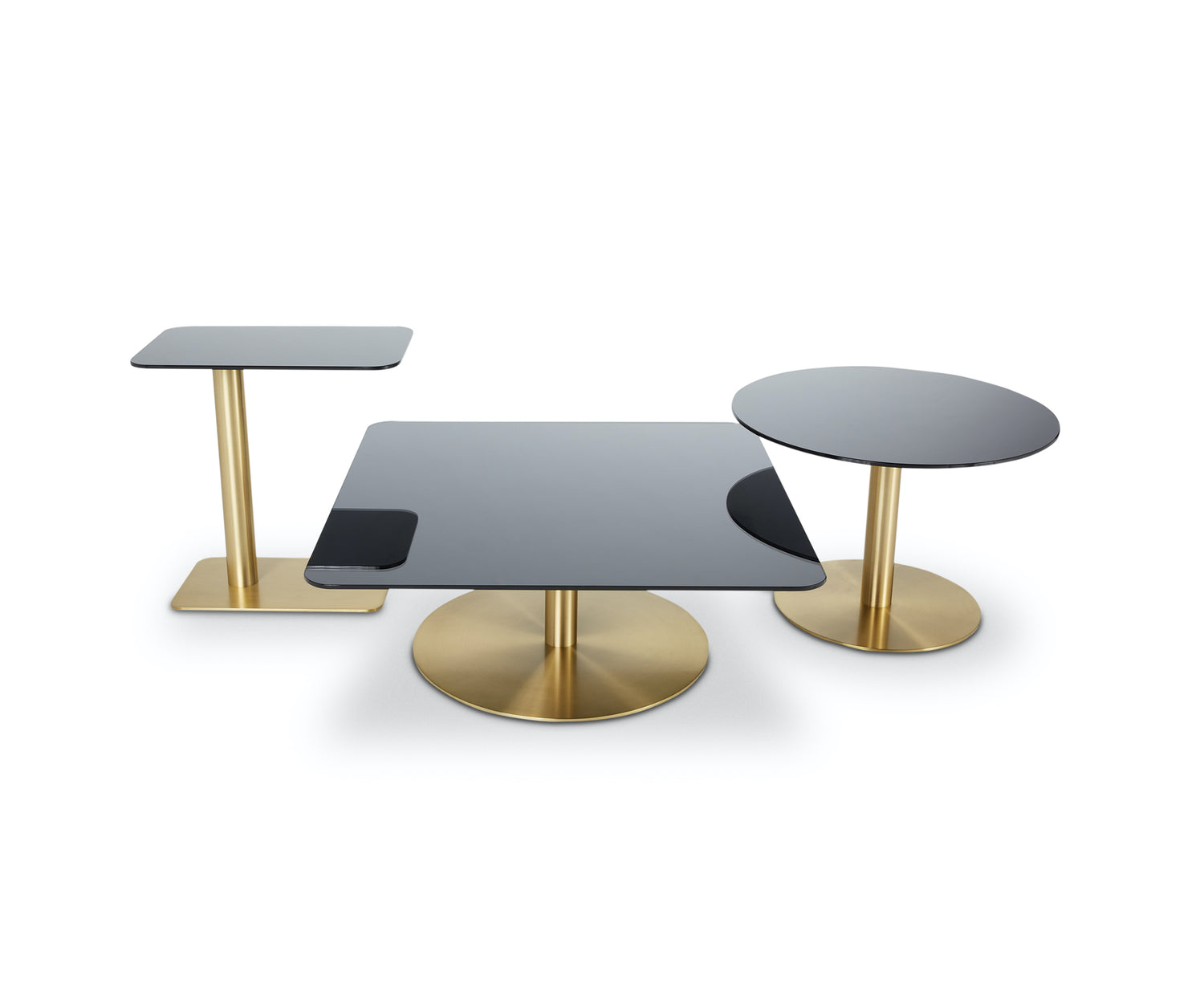 Flash Tables in Brass &amp; Mirrored Glass - Tom Dixon