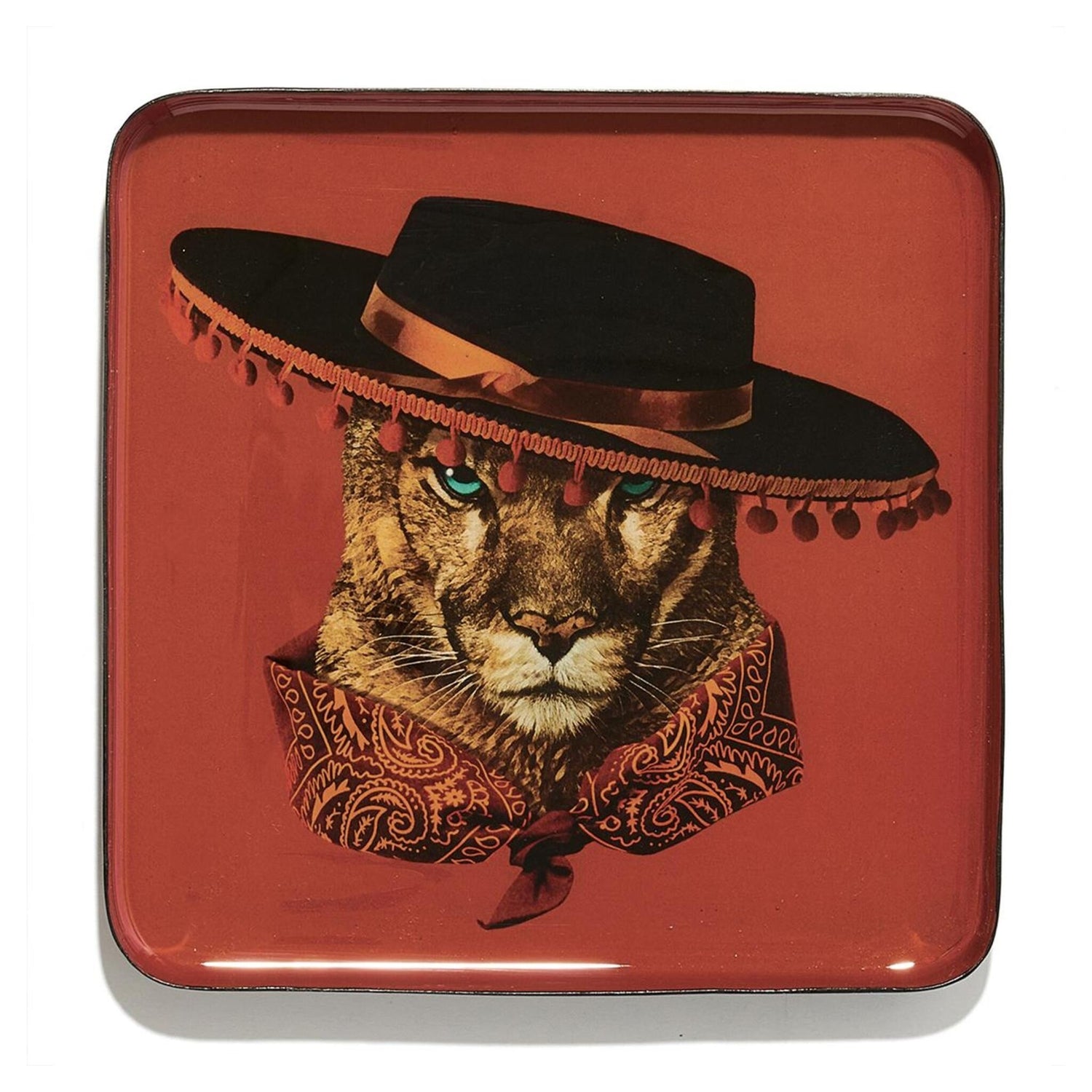 Gangzai Vide-Poche mit Panthermotiv und rotem Hintergrund