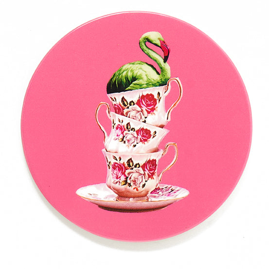 Gangzai Untersetzer Set mit Flamingo und Teetassen Motiv