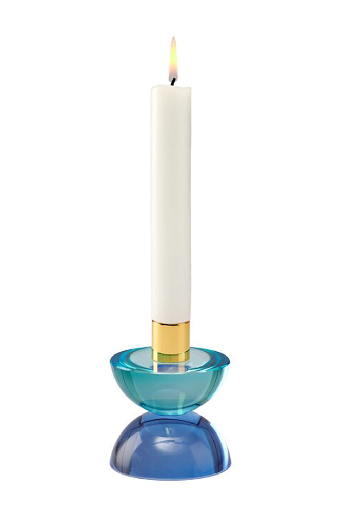 Kristallglas-Kerzenhalter DIOPTRICS blau