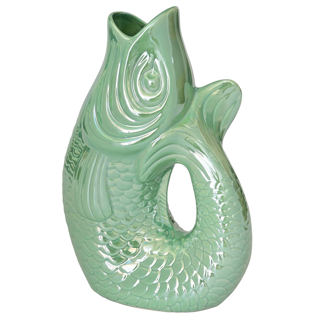 Vase MONSIEUR CARAFON Fisch in Rainbow Mint von GiftCompany 