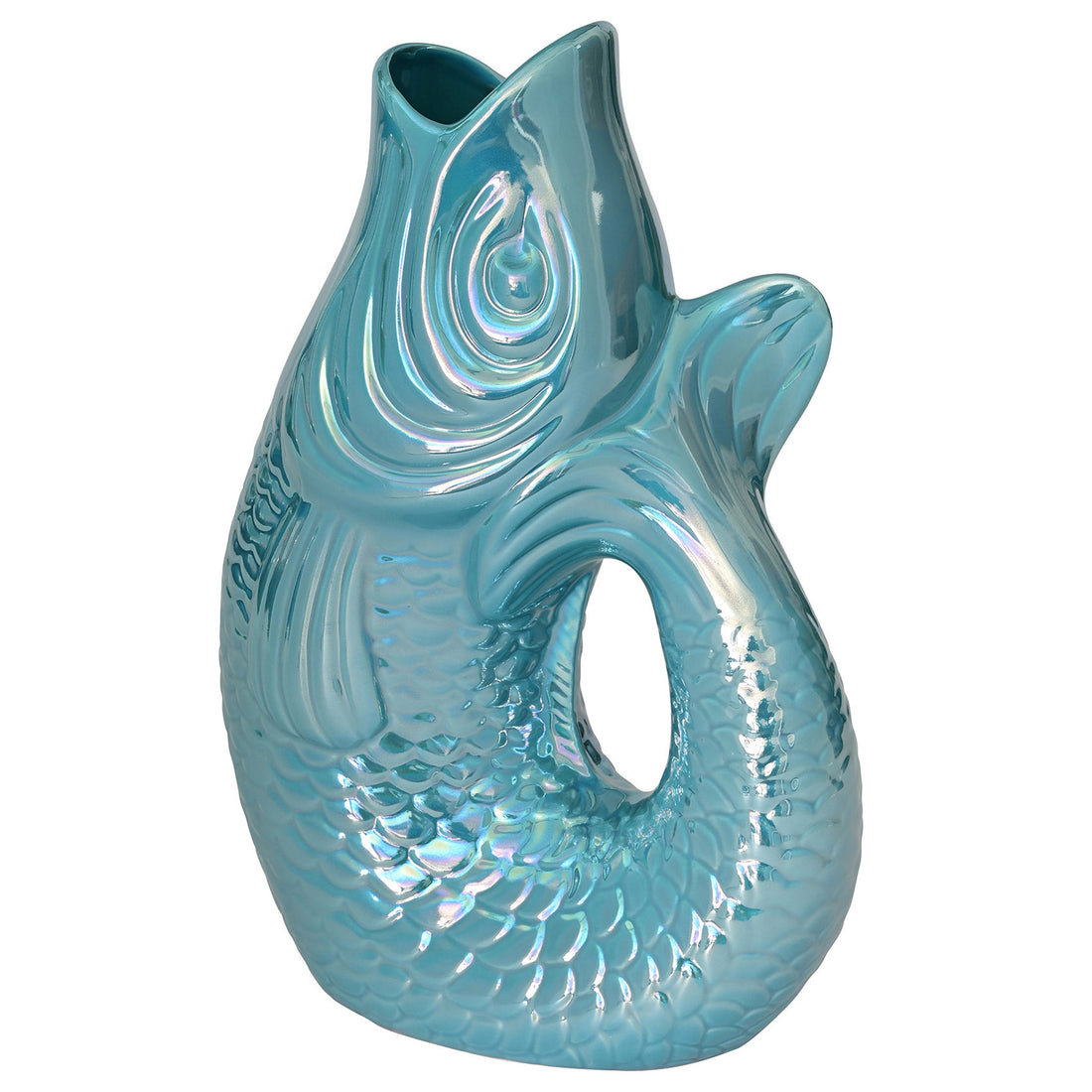 Vase MONSIEUR CARAFON Fisch in Rainbow Blau von GiftCompany