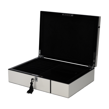 Flache Schmuckbox TANG M aus MDF in Weiß Schwarz von GiftCompany