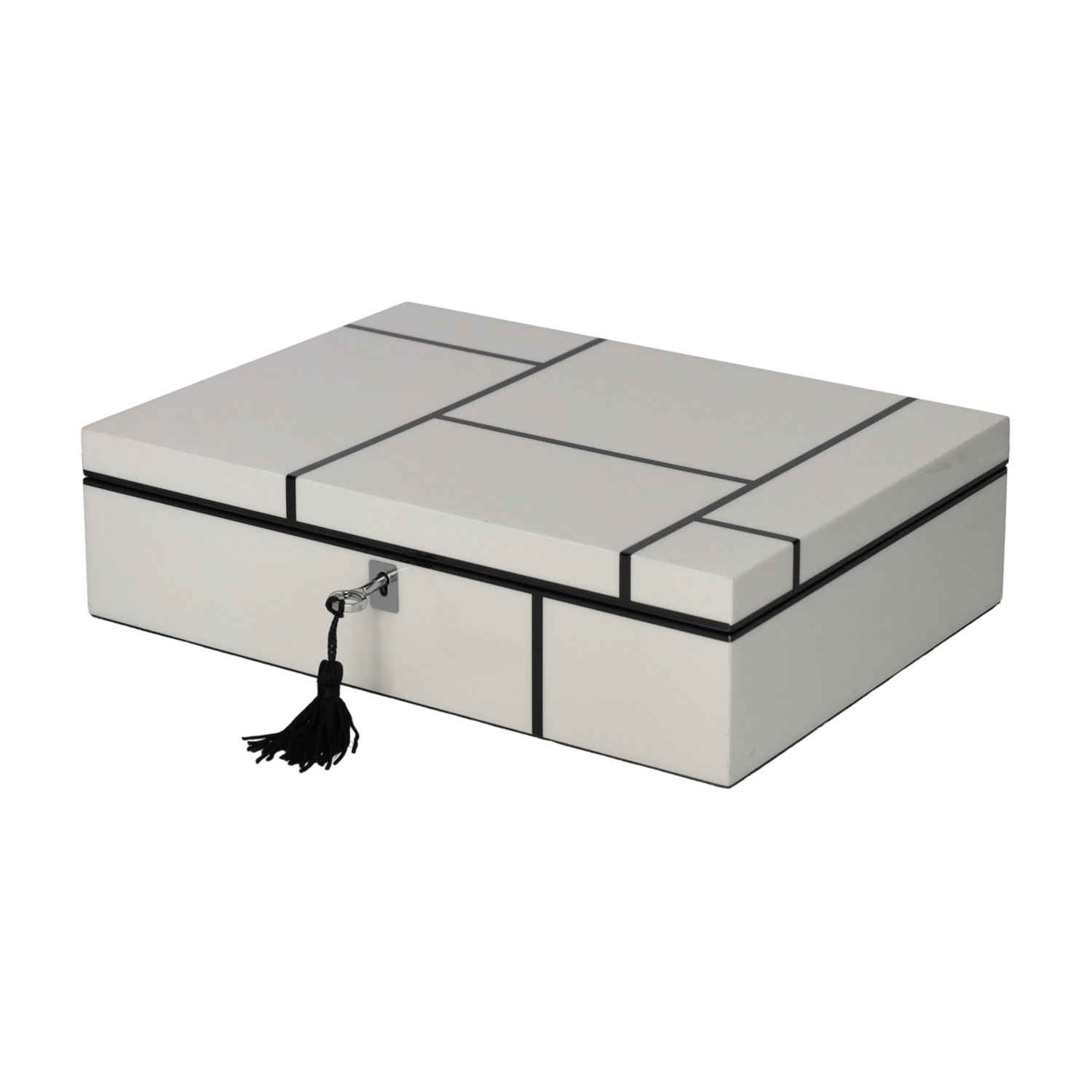 Schmuckbox TANG M mit Streifen in Weiß Schwarz von GiftCompany