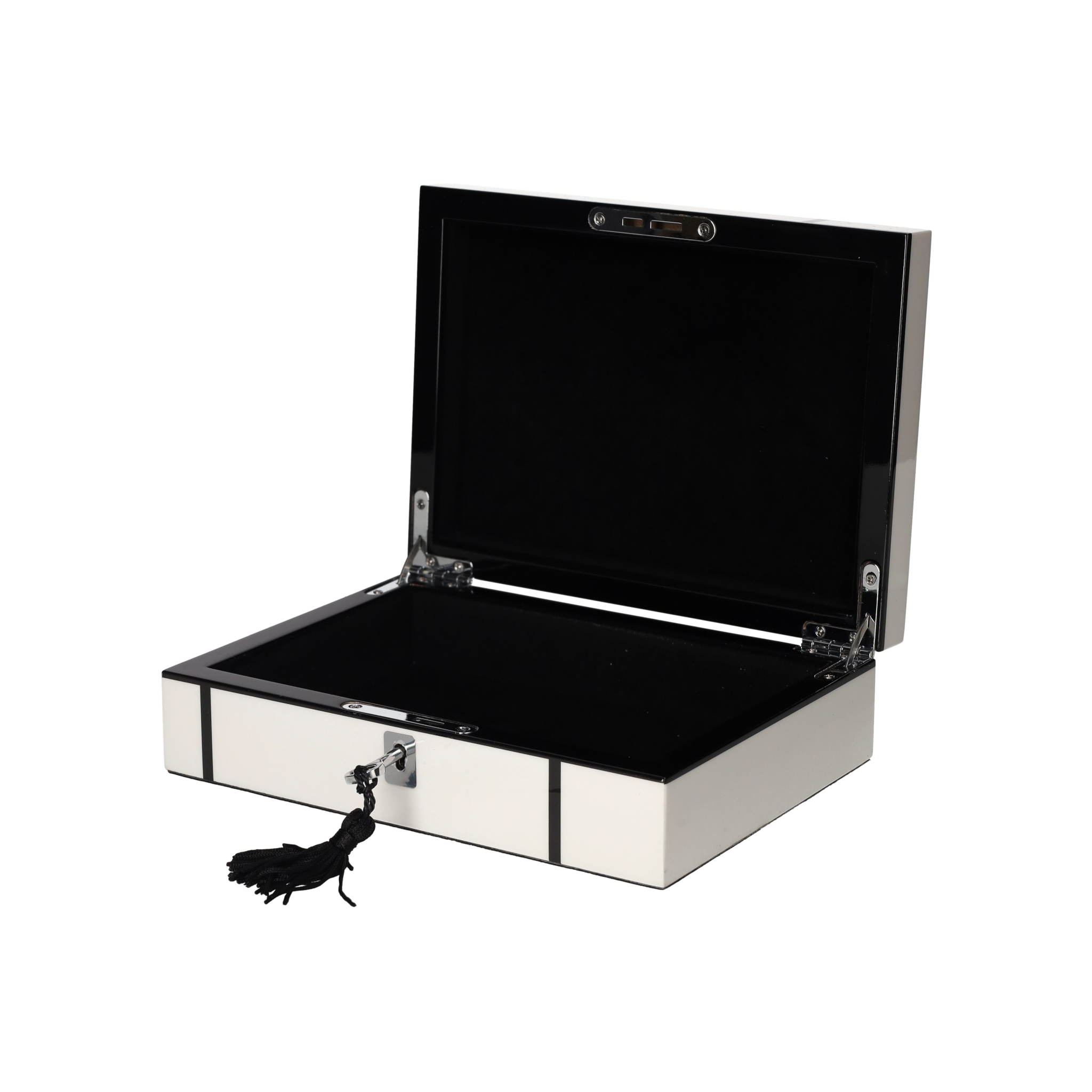 Flache Schmuckbox TANG in Weiß Schwarz aus MDF von GiftCompany