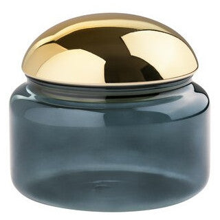 Glasdose VOILE L aus Borosilikatglas – Blau &amp; Gold