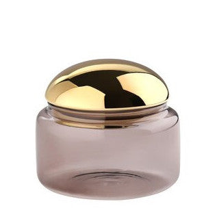 Glasdose VOILE S aus Borosilikatglas – Grau &amp; Gold