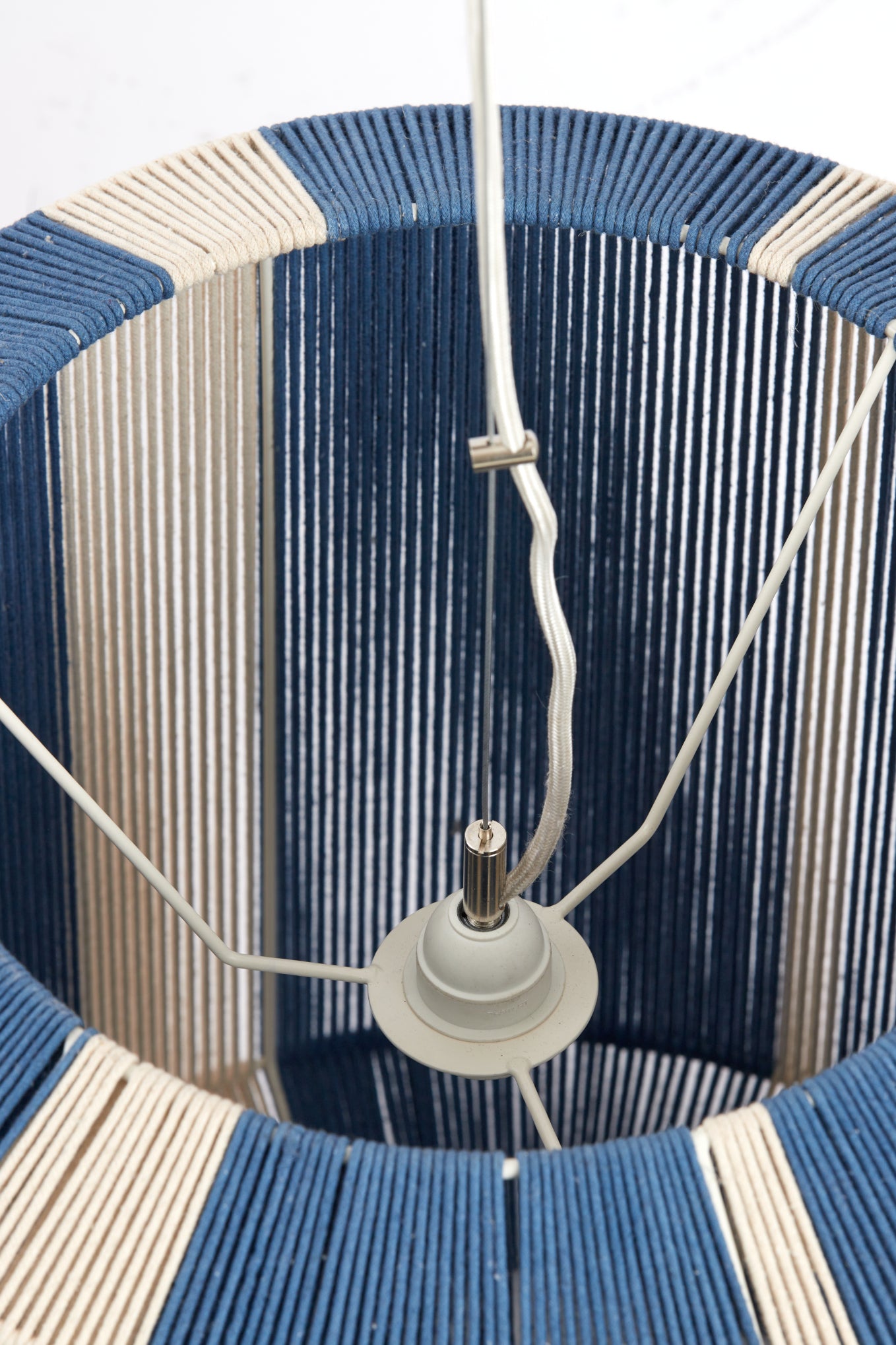 Hanging lamp KOZANA blue/cream striped Ø48x55 cm