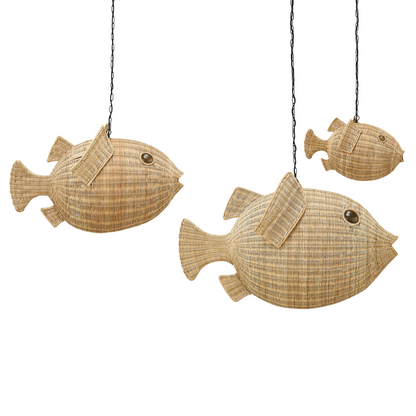 Stilvolle Rattanlampe im Fischdesign – ein Highlight für Ihr Zuhause.