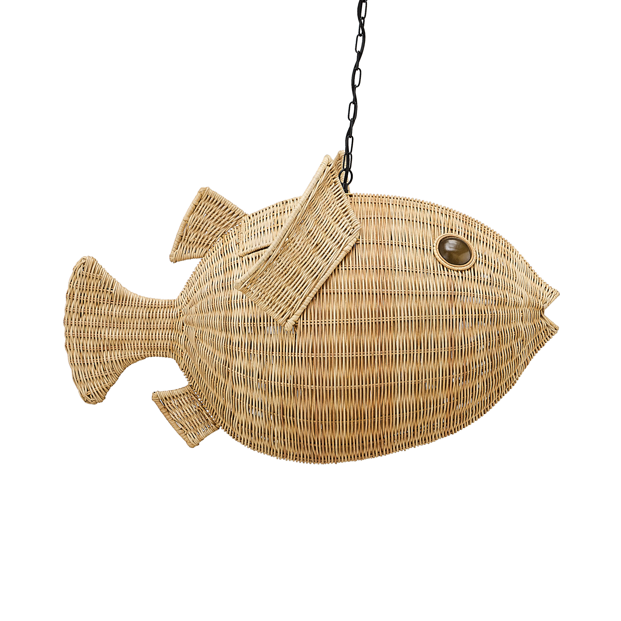 Naturfarbene Rattanleuchte WICKER BLOWFISH MEDIUM von Jonathan Adler.