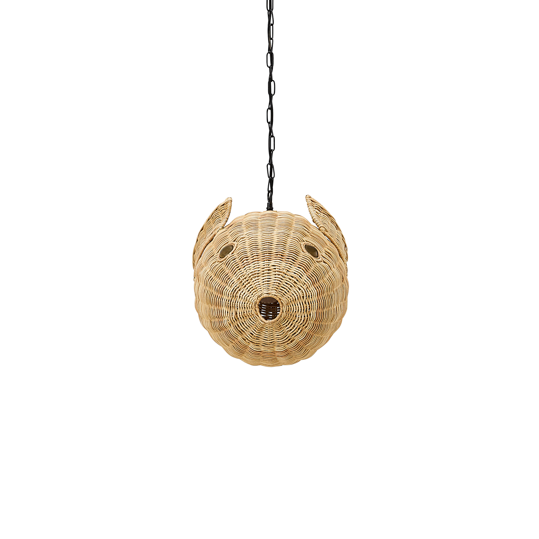 Tropische Designleuchte WICKER BLOWFISH SMALL aus natürlichem Material.