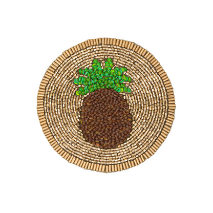 Untersetzer &quot;Pineapple&quot; – handbestickt mit Glasperlen von Joanna Buchanan