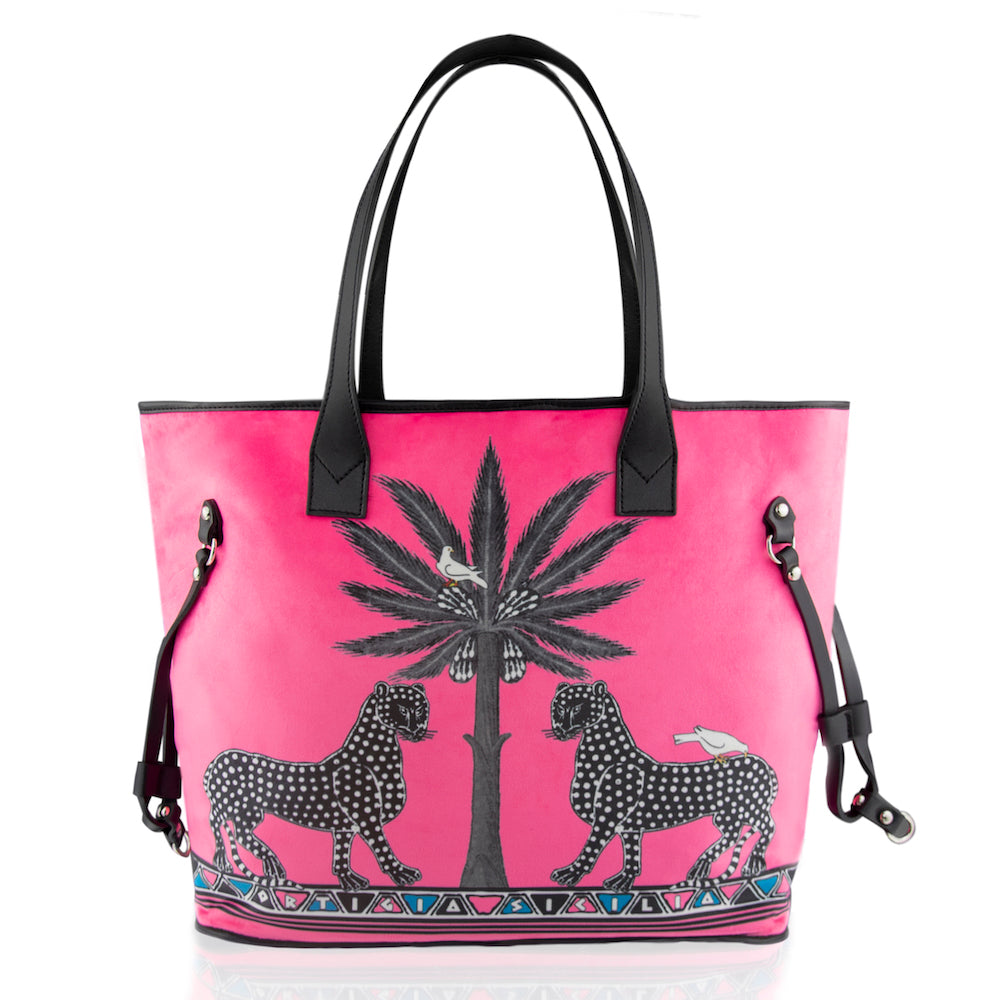 Handtasche Velvet Tote Gattopardo Pink