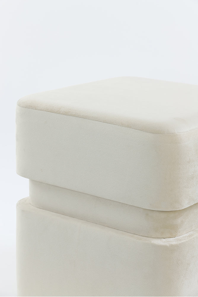 Hocker PIAZZA Samt beige Ø40x42,5 cm