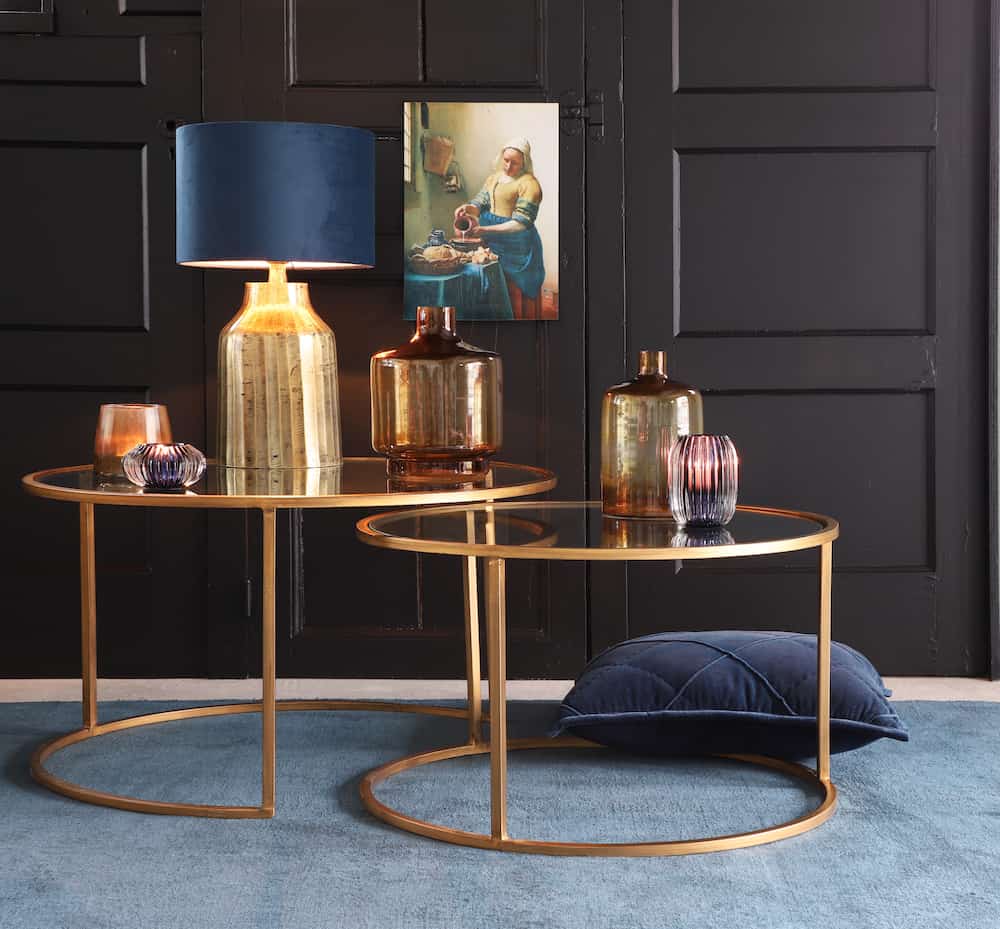 Couchtisch Light & Living DUARTE Gold SMOKE Glas Set