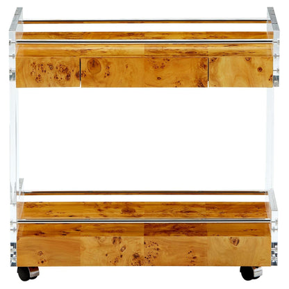 BOND Barwagen von Jonathan Adler aus Wurzelholz mit klaren Acrylbeinen
