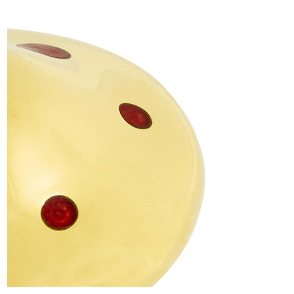 Detailansicht der Brass Mushroom Dekobox mit roten Punkten aus Jade