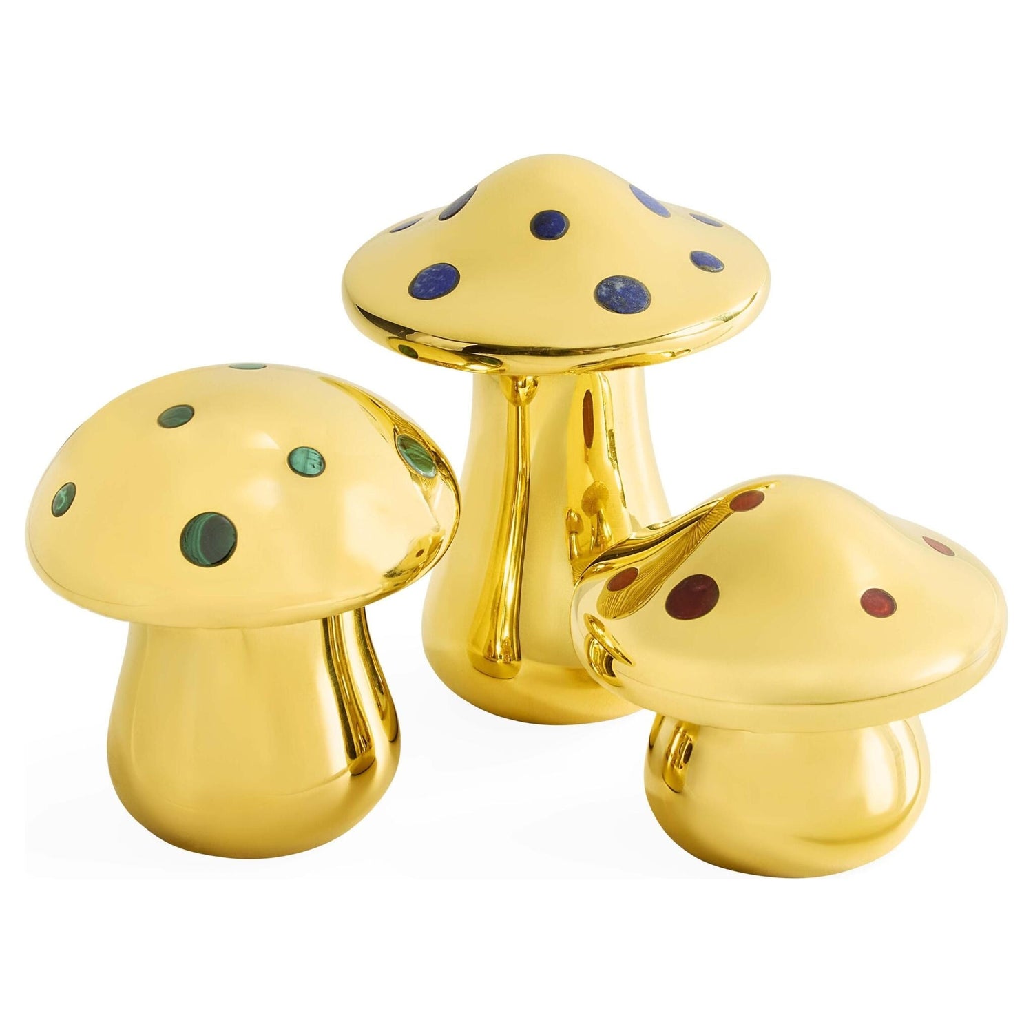 Polierte Messing-Schmuckbox in skulpturaler Pilzform