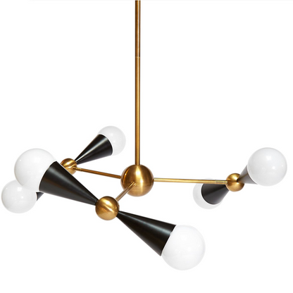 Geometrischer Design-Kronleuchter mit Messingdetails von Jonathan Adler