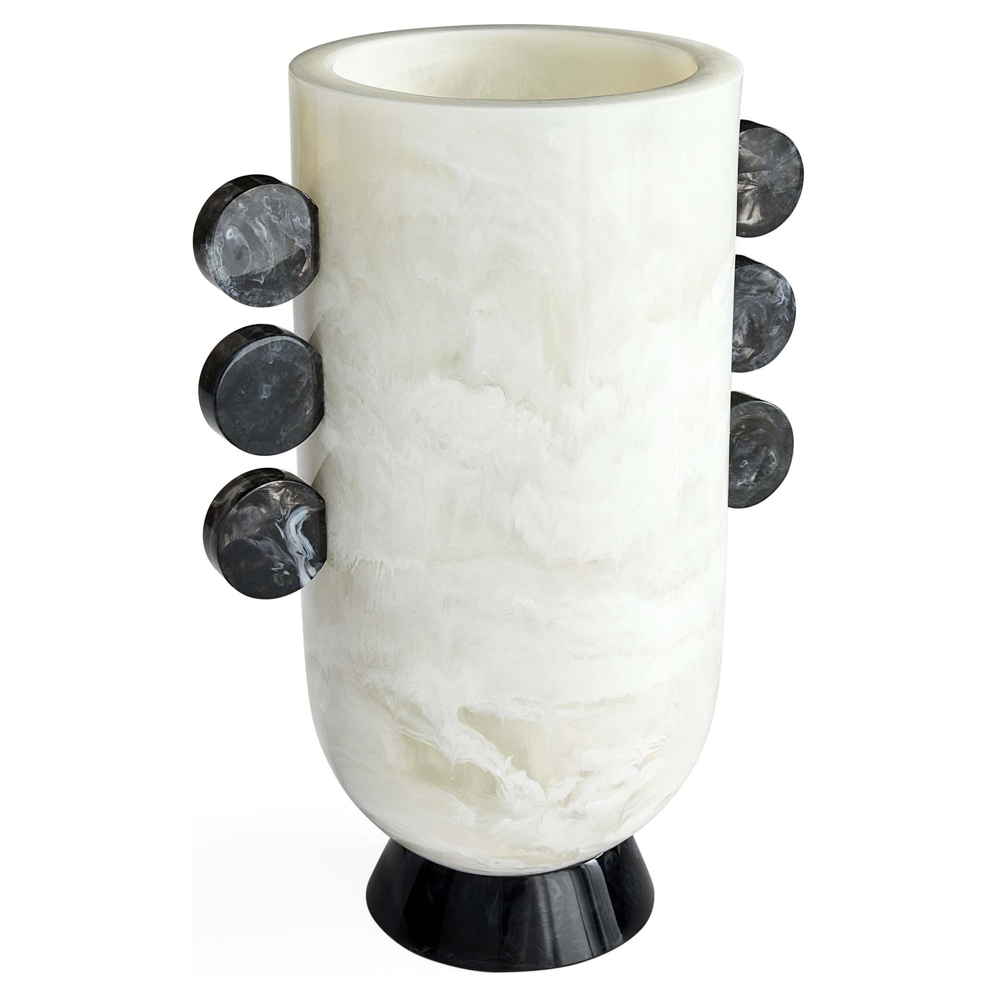 Marmorierte Vase mit grafischen Scheibenelementen von Jonathan Adler.
