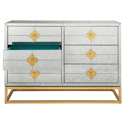 Jonathan-Adler-Kommode mit poliertem Messinggestell und luxuriösem Spiegeleffekt