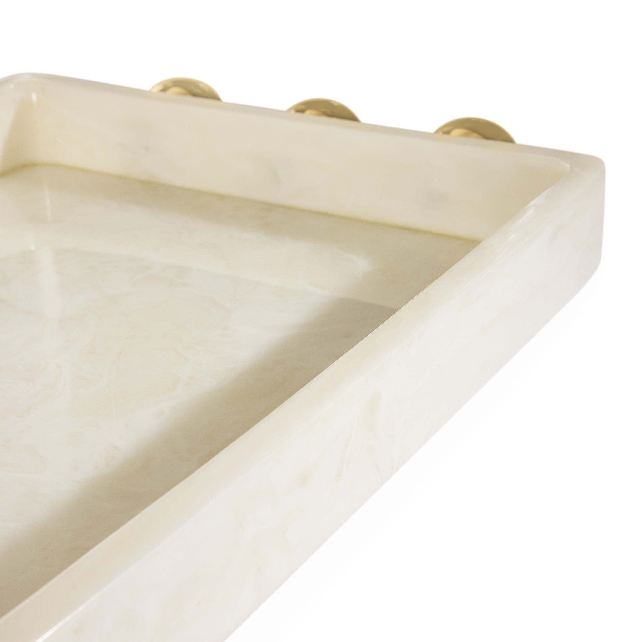 Luxuriöses Serviertablett aus Acryl mit goldenen Griffdetails