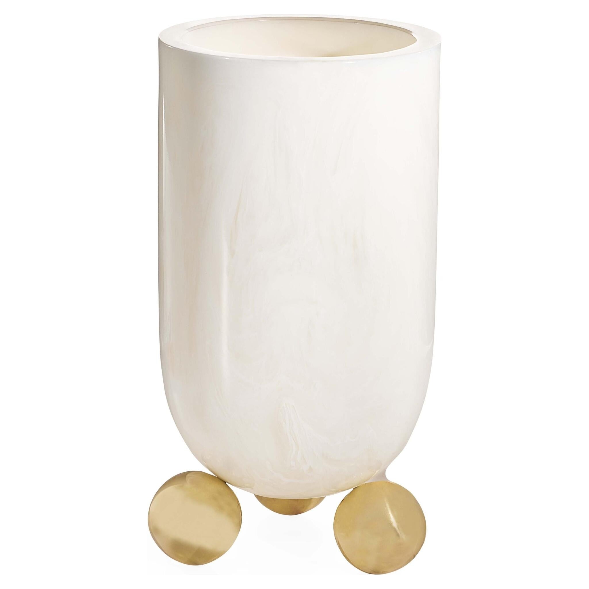 Hohe Fontana Vase aus Acryl im marmorierten Look