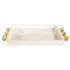Fontana Tablett von Jonathan Adler aus marmoriertem Acryl mit goldenen Messinggriffen