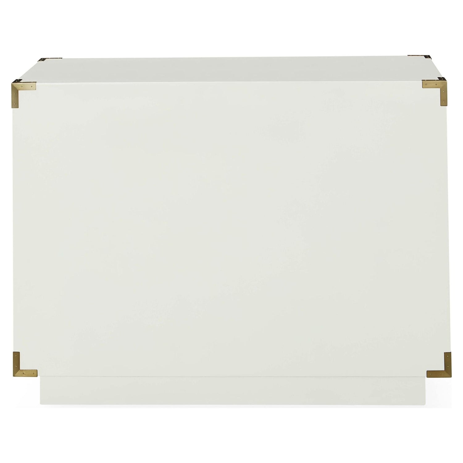 Designkommode in Elfenbein mit dekorativen Messinglinien