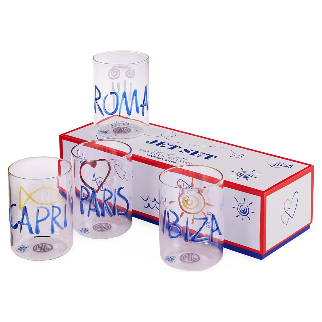 Jonathan Adler Jet Set Gläser-Set mit vier Designer-Trinkgläsern