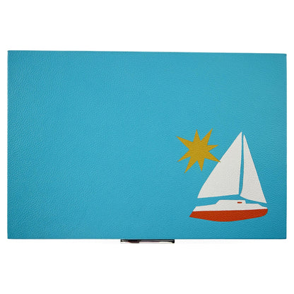 Jonathan Adler Playa Backgammon Set Boat in Türkis