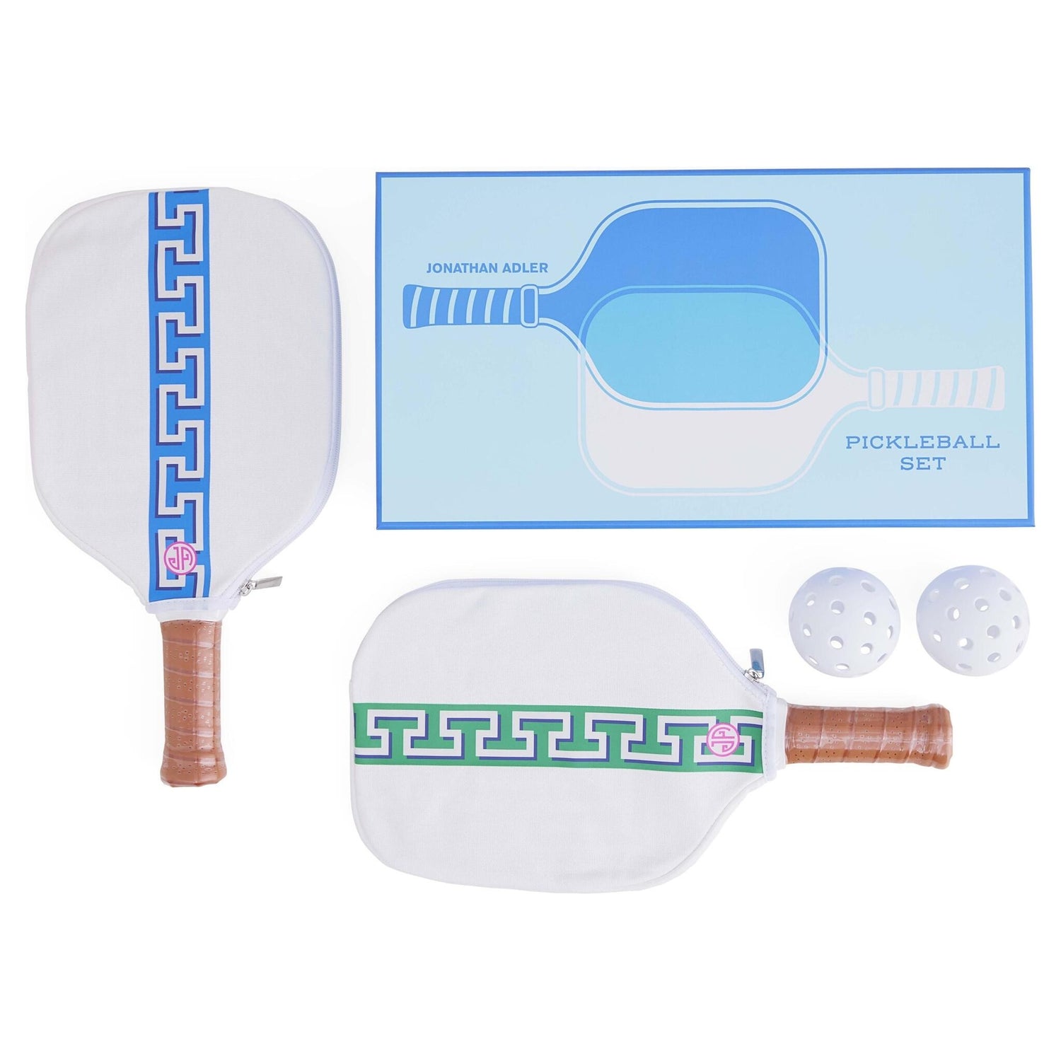 Designer-Pickleball-Set in Electric Blau und Weiß