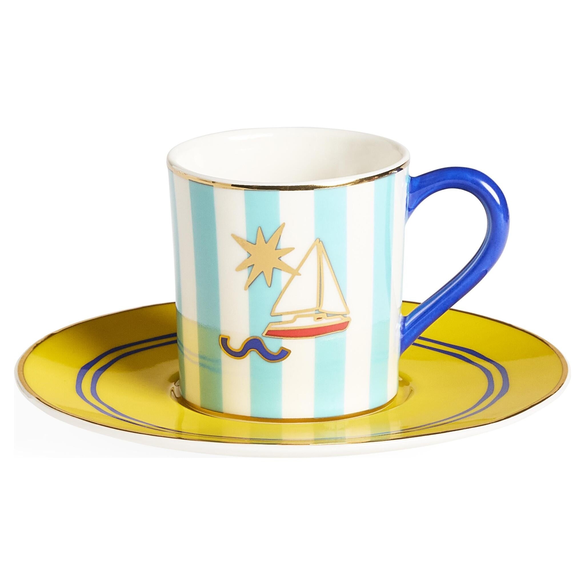 Hochwertiges Porzellan-Espresso-Set im Beachy-Stil von Jonathan Adler