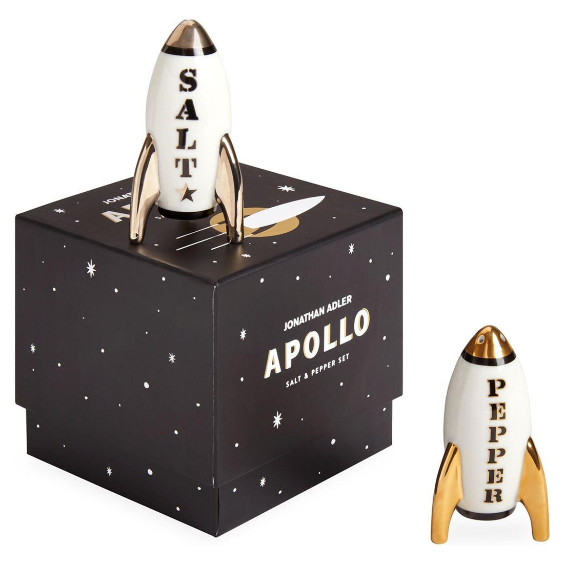 Designer Salzstreuer Set aus Porzellan mit Goldakzenten