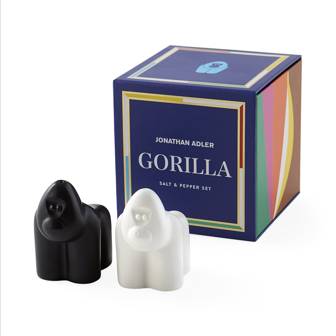 Schwarzer und weißer Gorilla aus Porzellan