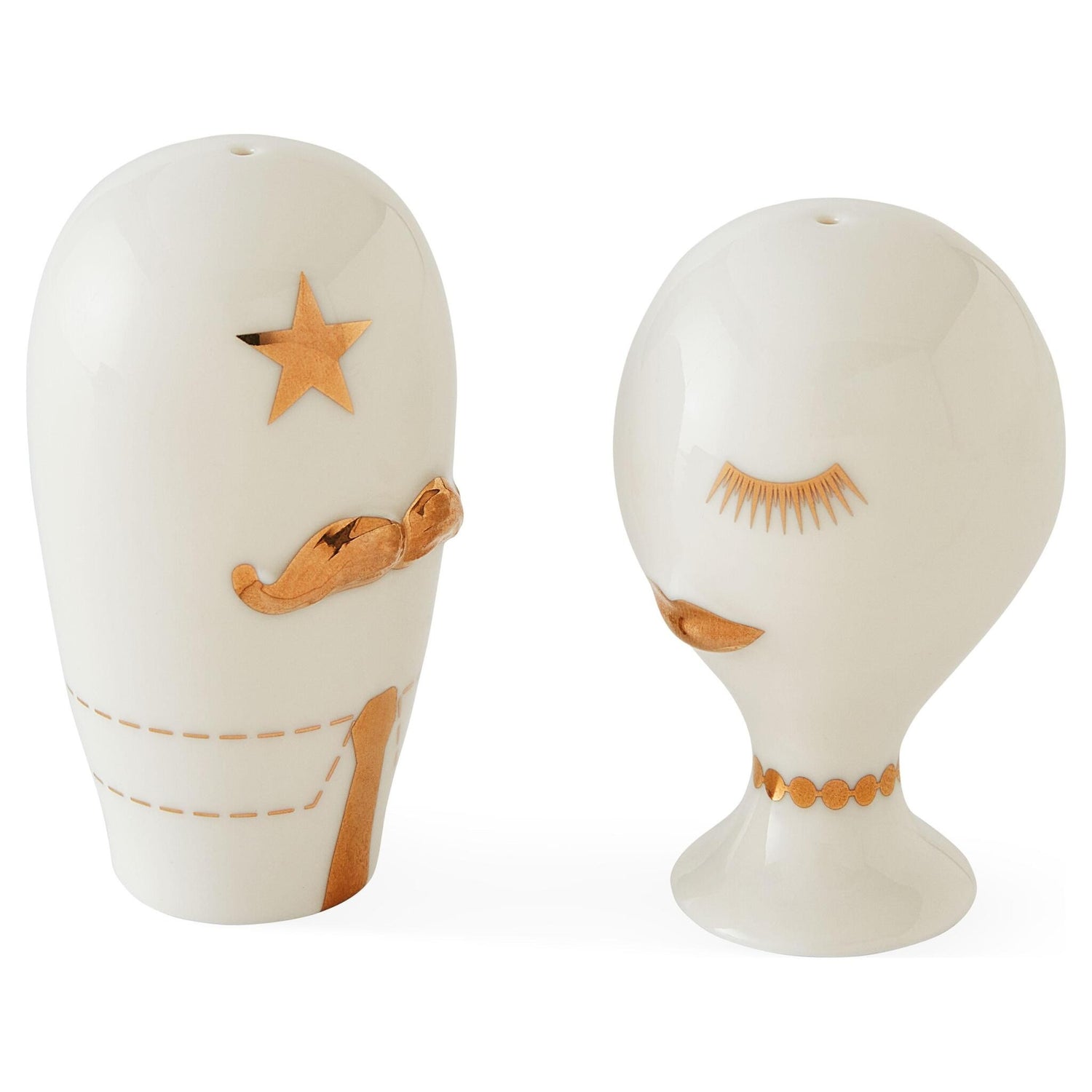 Designer Salzstreuer Set aus Porzellan mit Golddetails