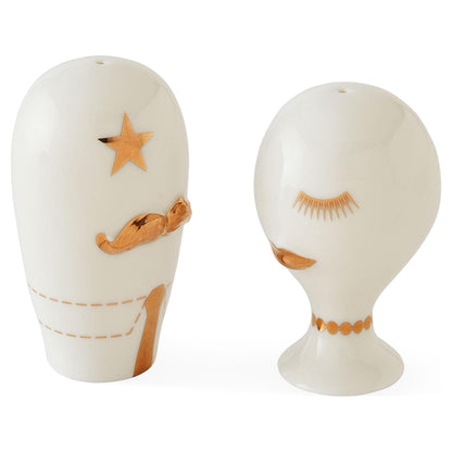 Designer Salzstreuer Set aus Porzellan mit Golddetails