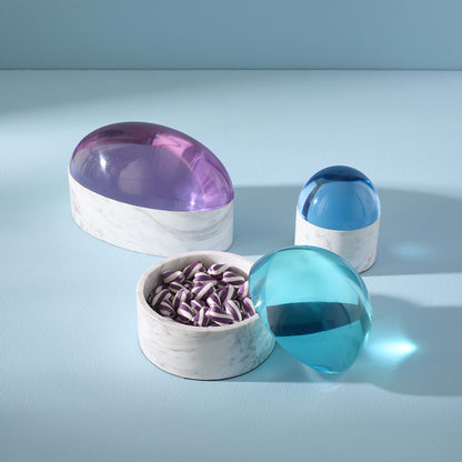 Design-Aufbewahrungsbox aus weißem Marmor mit transparentem Deckel