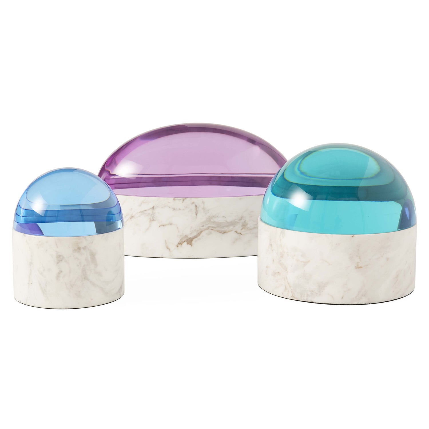 GLOBO SMALL Box aus Marmor und Acryl in Blau von Jonathan Adler