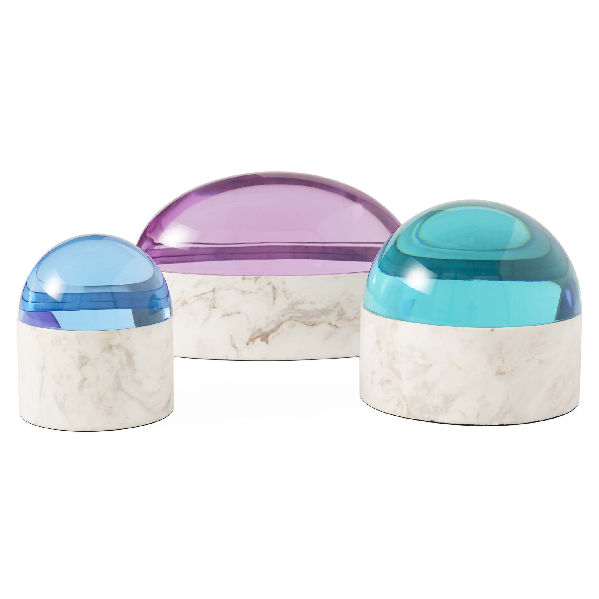 GLOBO SMALL Box aus Marmor und Acryl in Blau von Jonathan Adler