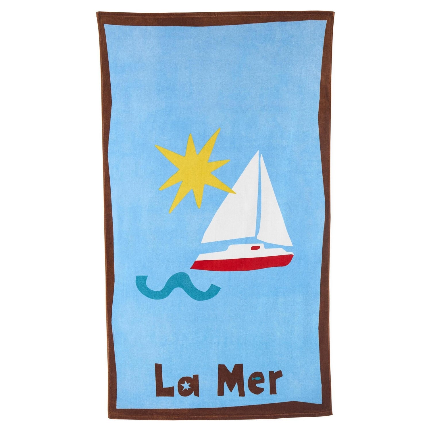 Playa Strandtuch mit Segelboot und Sonne von Jonathan Adler